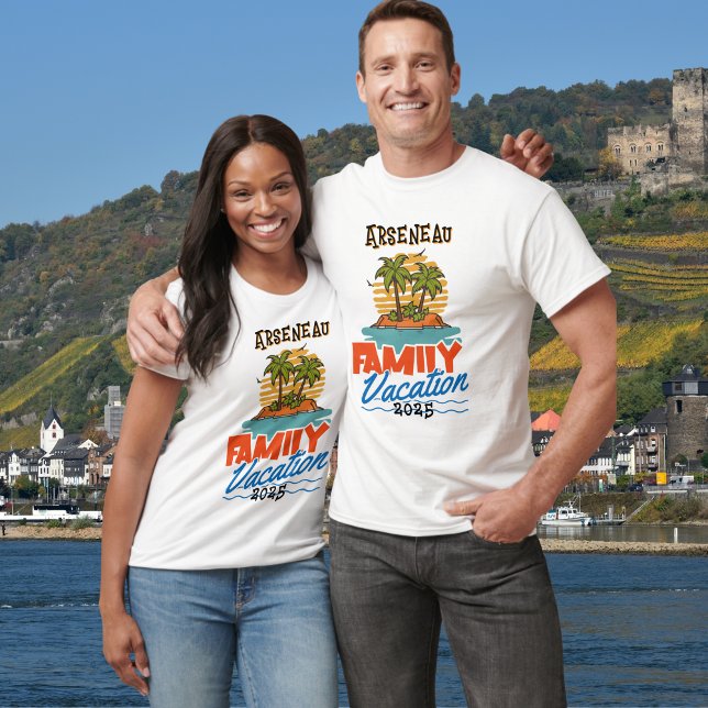 Family Cruise Orange/Black  PERSONALIZE T-Shirt (Family Cruise Vacation shirt, Personalize on front and Back.)