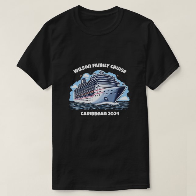 Family Cruise Personalised Name Year Matching T-Shirt (Design Front)