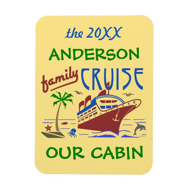 Family Cruise Ship Vacation | Cabin Stateroom Name Magnet (Vertical)