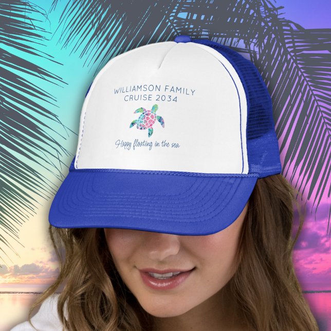 Family Cruise Ship Vacation Cute Sea Turtle Trucker Hat (Creator Uploaded)