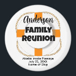 Family Cruise Stateroom Door Marker Souvenir Buoy Magnet<br><div class="desc">This nautical design magnet is perfect for a family or class reunion or other group get together. It has a life preserver or buoy image and says Family Reunion. Replace the sample name, cruise ship name, date, and destination with your own info to personalise it. The template makes it easy....</div>