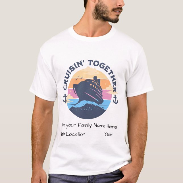Family Cruise Sunset & Waves PERSONALIZE T-Shirt (Front)