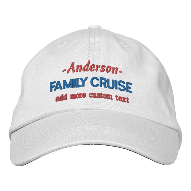 Family Cruise Trip Vacation | Custom Name + Text Embroidered Hat (Front)