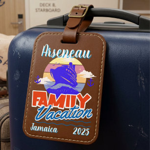 Family Cruise Vacation Brown/Blue Personalise Magnet