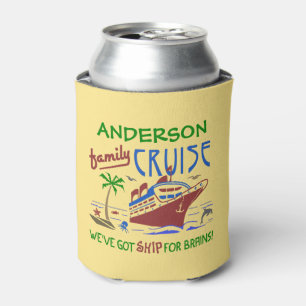 Family Cruise Vacation Funny Ship   Custom Name Can Cooler