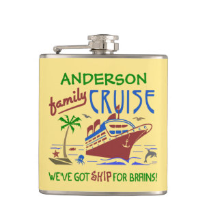 Family Cruise Vacation Funny Ship   Custom Name Hip Flask