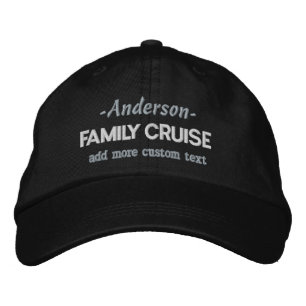 Family Cruise Vacation Trip   Custom Name + Text Embroidered Hat