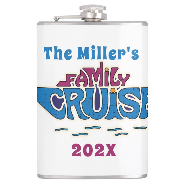 Family Cruise Word Art Custom Hip Flask (Front)