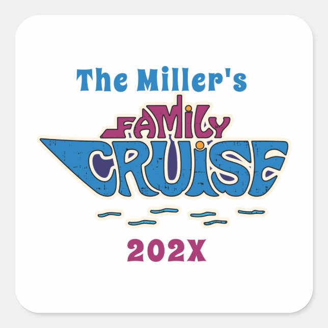 Family Cruise Word Art Custom Square Sticker (Front)