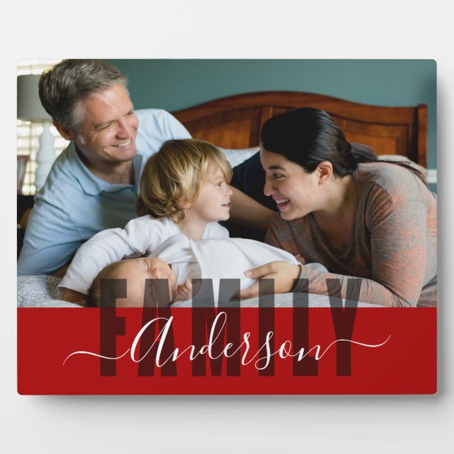 Family Custom Last Name One Photo Plaque (Front)