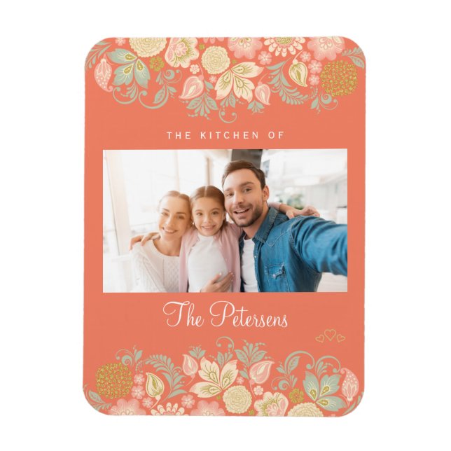Family custom photo and text modern magnet (Vertical)