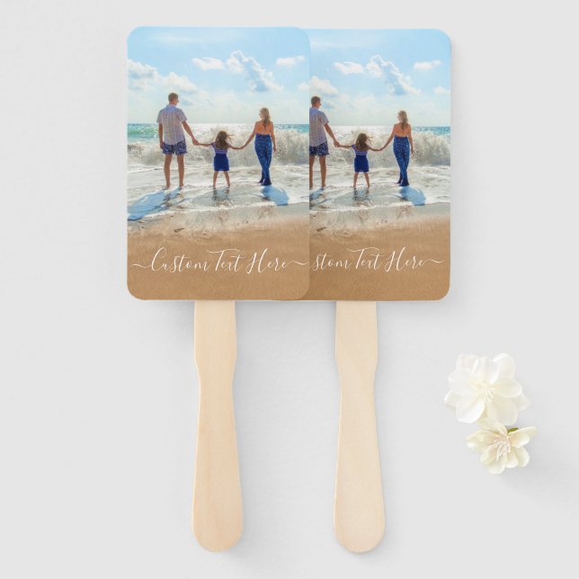 Family - Custom Photo and Text -  Your Own Design Hand Fan (Front and Back)