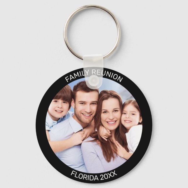 Family Custom Photo in Black and White Key Ring (Front)