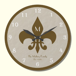 Family Customised Fleur De Lis Wall Clock