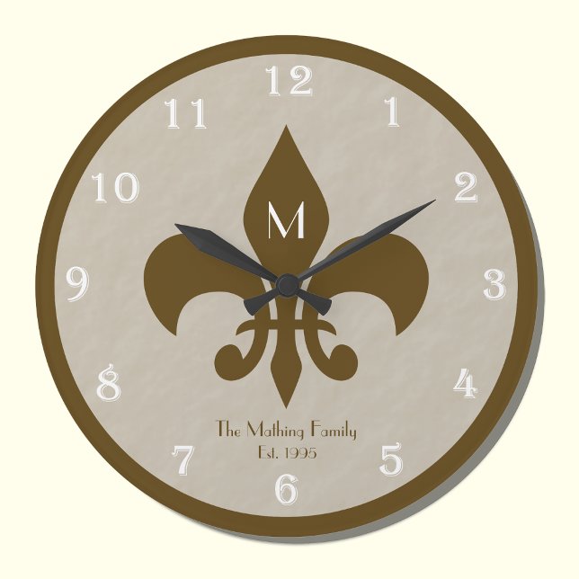 Family Customised Fleur De Lis Wall Clock (Creator Uploaded)