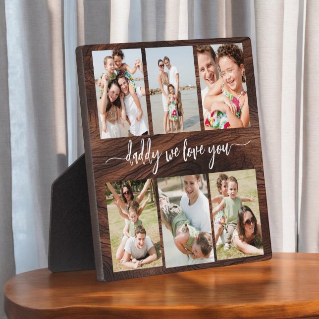 Family Dad - Father's Day Wood Photo Collage Plaque (Creator Uploaded)