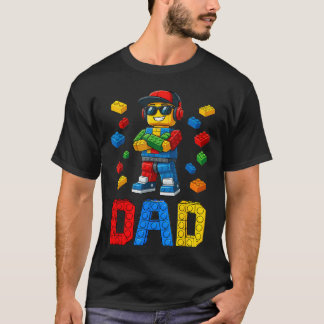 Family Dad Master Builder Building Bricks Blocks T-Shirt