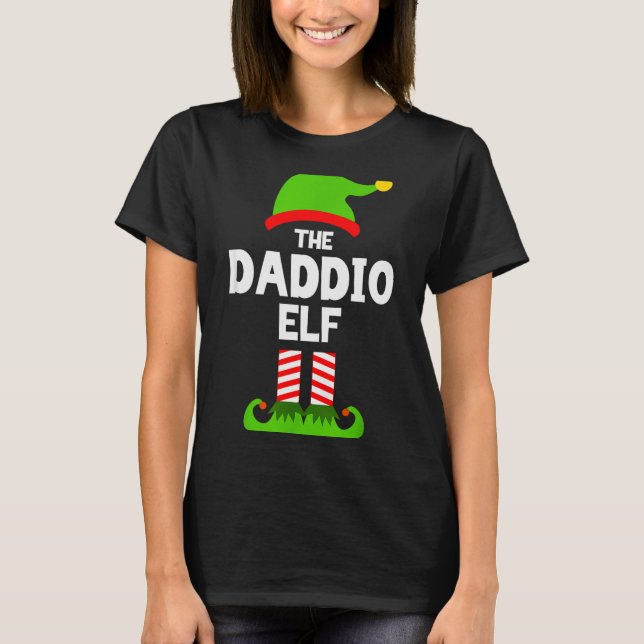 Family Daddio Elf Christmas Matching Pajama Funny  T-Shirt (Front)