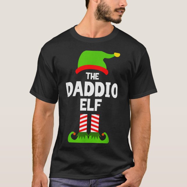 Family Daddio Elf Christmas Matching Pajama Funny  T-Shirt (Front)