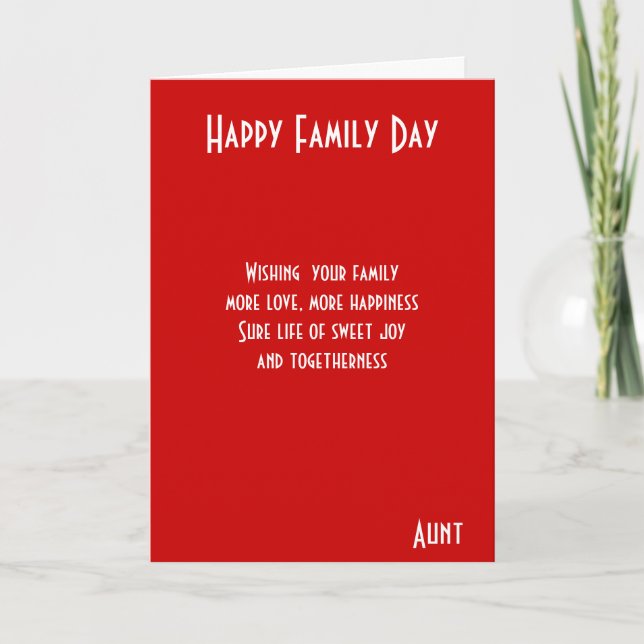 Family day AUNT Card (Front)