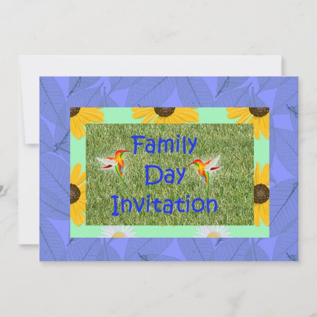 Family day Invitation with hummingbrids (Front)