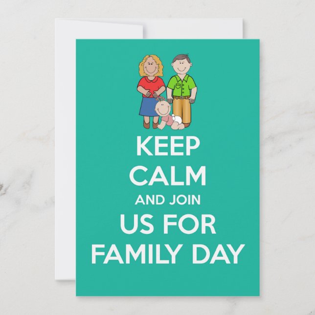 Family day Invitation with parents &baby keep calm (Front)