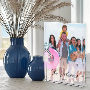Family Day Modern Photo Name Personalised Decor Block