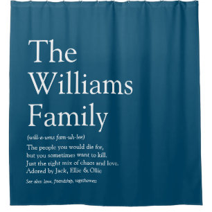 Family Definition Fun Modern Blue Shower Curtain