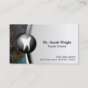 Family Dentist Business Card Tooth Teal Rock