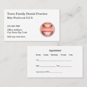 Family Dentist Office Appointment Template Business Card