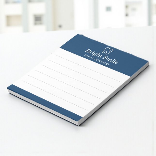 Family Dentistry Dentist Navy Blue White Notepad (Creator Uploaded)