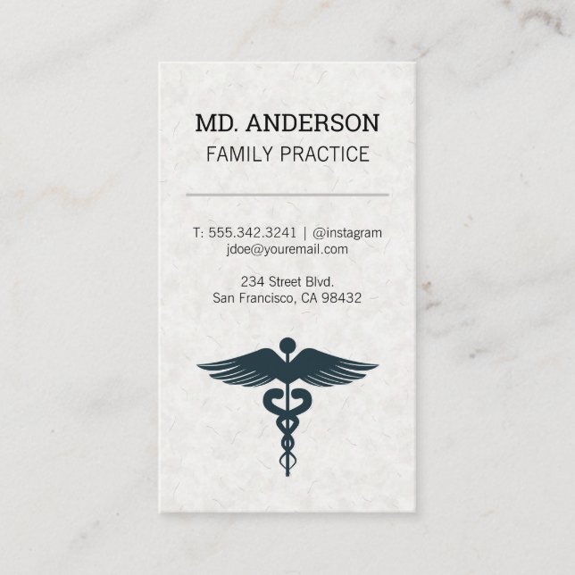 Family Doctor | Practice MD | Medical Symbol Business Card (Front)