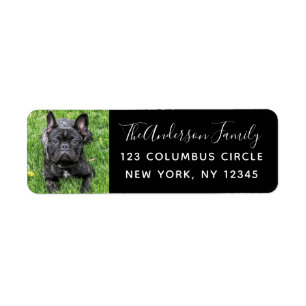 Family Dog Photo Black Custom Return Address Return Address Label