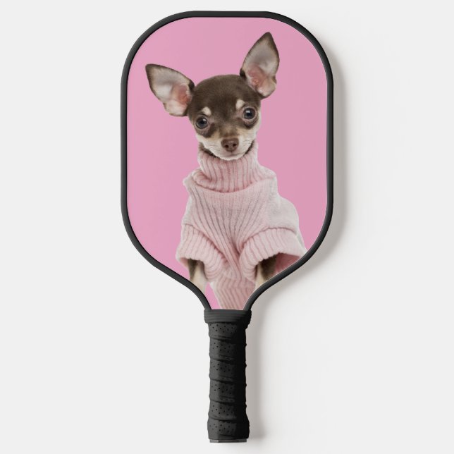 Family Dog Photo Pink Pickleball Paddle (Front)