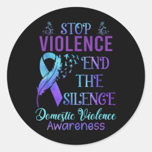 Family Domestic Violence Awareness Purple Ribbon  Classic Round Sticker