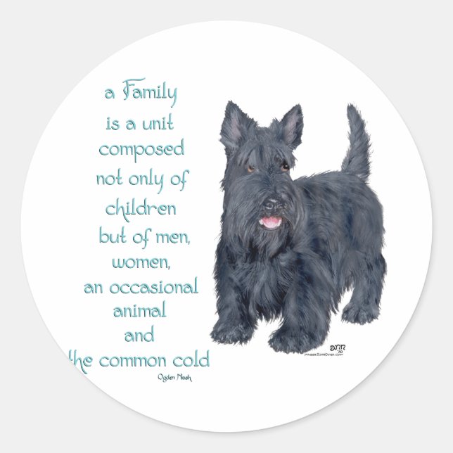 Family Dynamics - Scottish Terrier Wit & Wisdom Classic Round Sticker (Front)