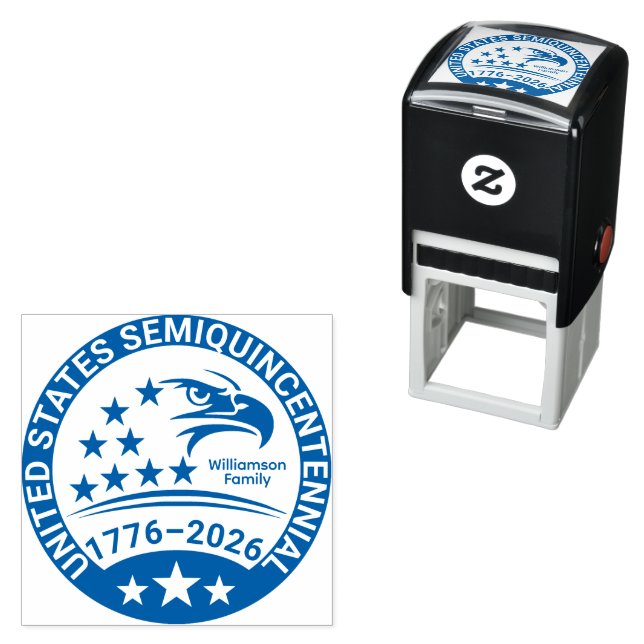 Family Eagle 1776–2026 Patriotic Address Seal Mark Self-inking Stamp (In Situ)