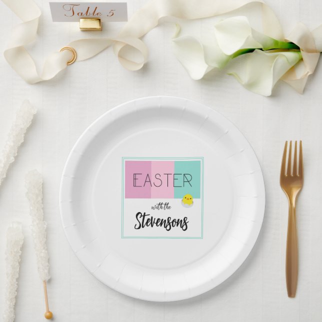 Family Easter' personalised paper plates (Wedding)