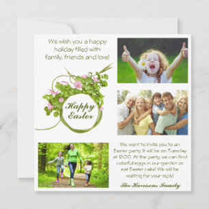 Family Easter Your photos Green Invitation