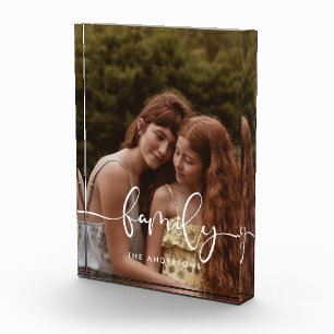 Family elegant calligraphy overlay photo block