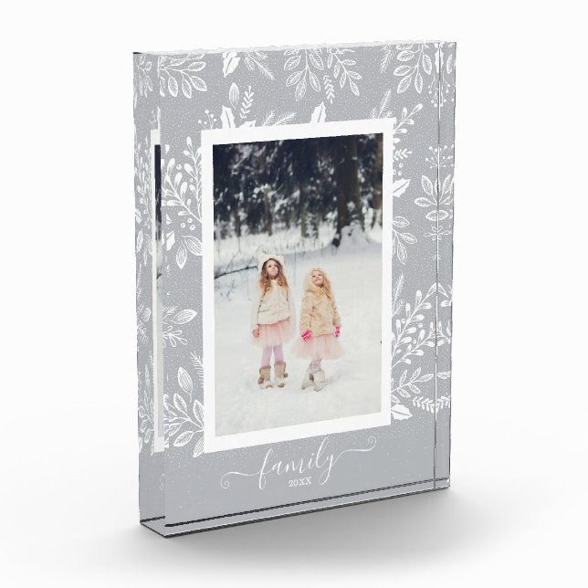FAMILY Elegant White Botanicals Photo Block (Left)