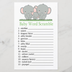 Family elephant Baby word scramble game