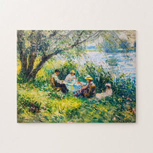 family enjoying a picnic in a lush meadow Puzzle