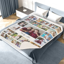 Family equals Love 29 Photo Collage Sherpa Blanket