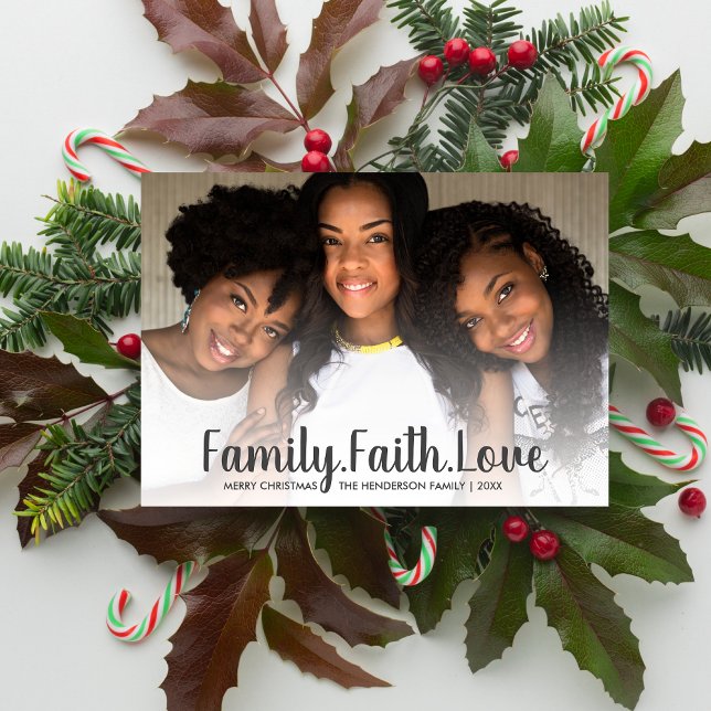 Family Faith Love Your Text Merry Christmas Photo Holiday Card (Creator Uploaded)