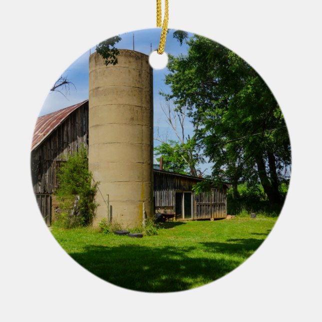 Family Farm Ceramic Tree Decoration (Front)
