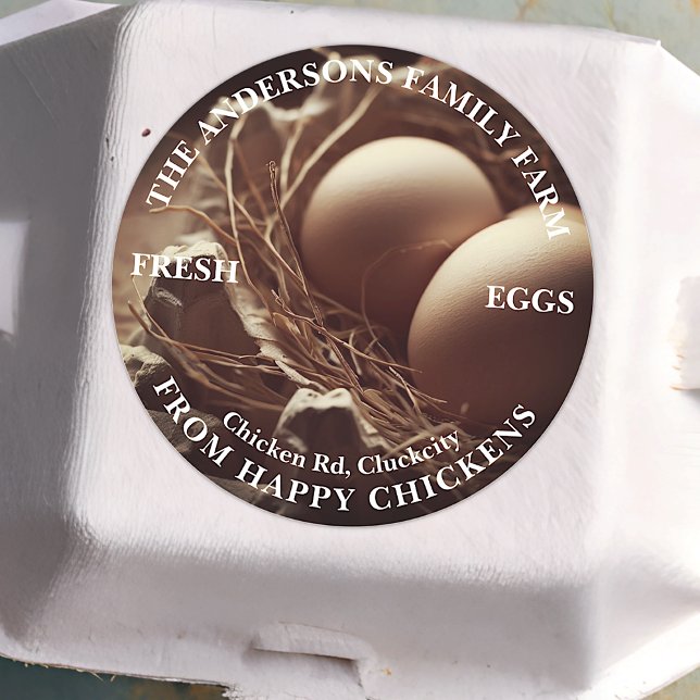 Family Farm Custom Cute Eggs Nest Photo Template  Classic Round Sticker (Creator Uploaded)