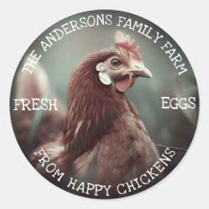 Family Farm Custom Funny Chicken Photo Template Classic Round Sticker