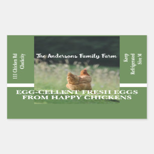 Family Farm Funny Chicken Photo Template Green Rectangular Sticker