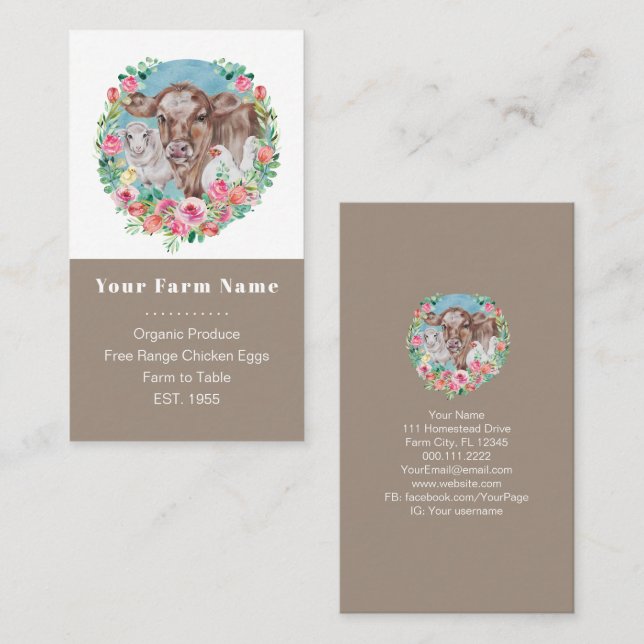 Family Farm Homestead Chickens Garden Colour Block Business Card (Front/Back)